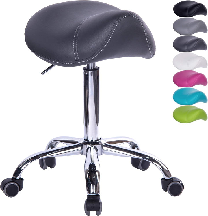 1stuff® Sattelhocker Sattelstuhl MULY - Sitzhöhe bis ca. 74cm - ergonomischer Rollhocker Bürohocker