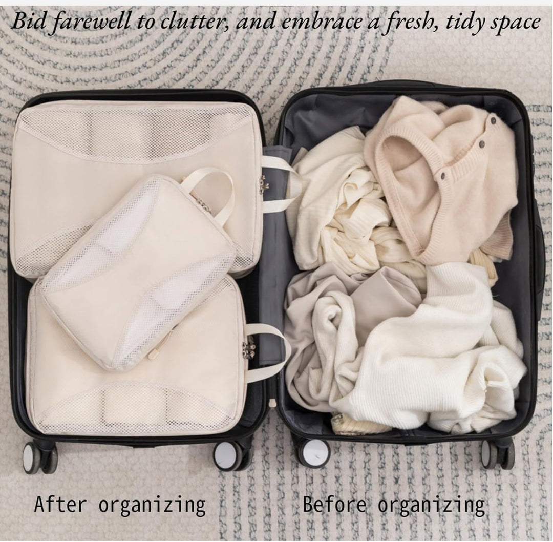 Travel Packing Cube Set - Compression Organizer with Shoe Bag, Toiletry Pouch & Laundry Bag, Lightwe