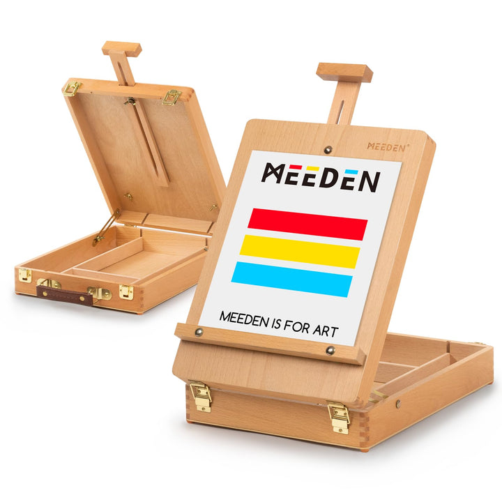 MEEDEN Studio Sketch Box Staffelei aus massivem Buchenholz, universelles Design, verstellbare Tischp