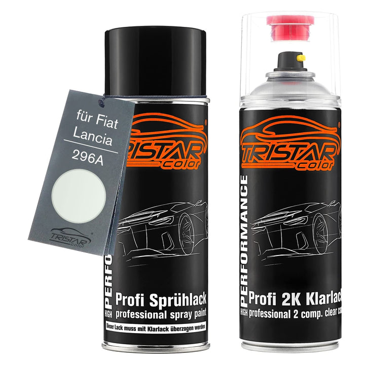 TRISTARcolor Autolack 2K Spraydosen Set für Fiat/Lancia 296A Bianco Divino/Glory White Basislack 2 K