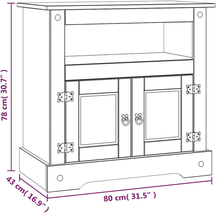 vidaXL Kiefer Massiv TV Schrank 80x43x78 cm Lowboard Fernsehschrank Sideboard Braun, Braun