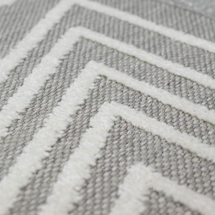 Teppich-Traum Sisal In- & Outdoor Teppich modernes 3D Dreiecksmuster abstrakt Creme grau Grösse 80x1