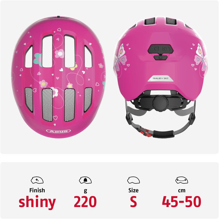 ABUS Kinderhelm Smiley 3.0 - Fahrradhelm mit tiefer Passform, kindergerechten Designs & Platz für ei