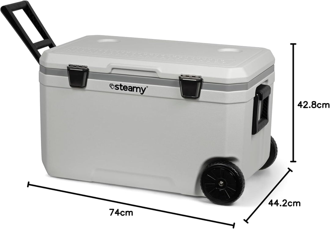 Steamy Marine 70 Roller Kühlbox mit Rollen, 70 Liter, Weiss