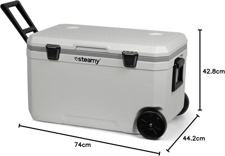 Steamy Marine 70 Roller Kühlbox mit Rollen, 70 Liter, Weiss