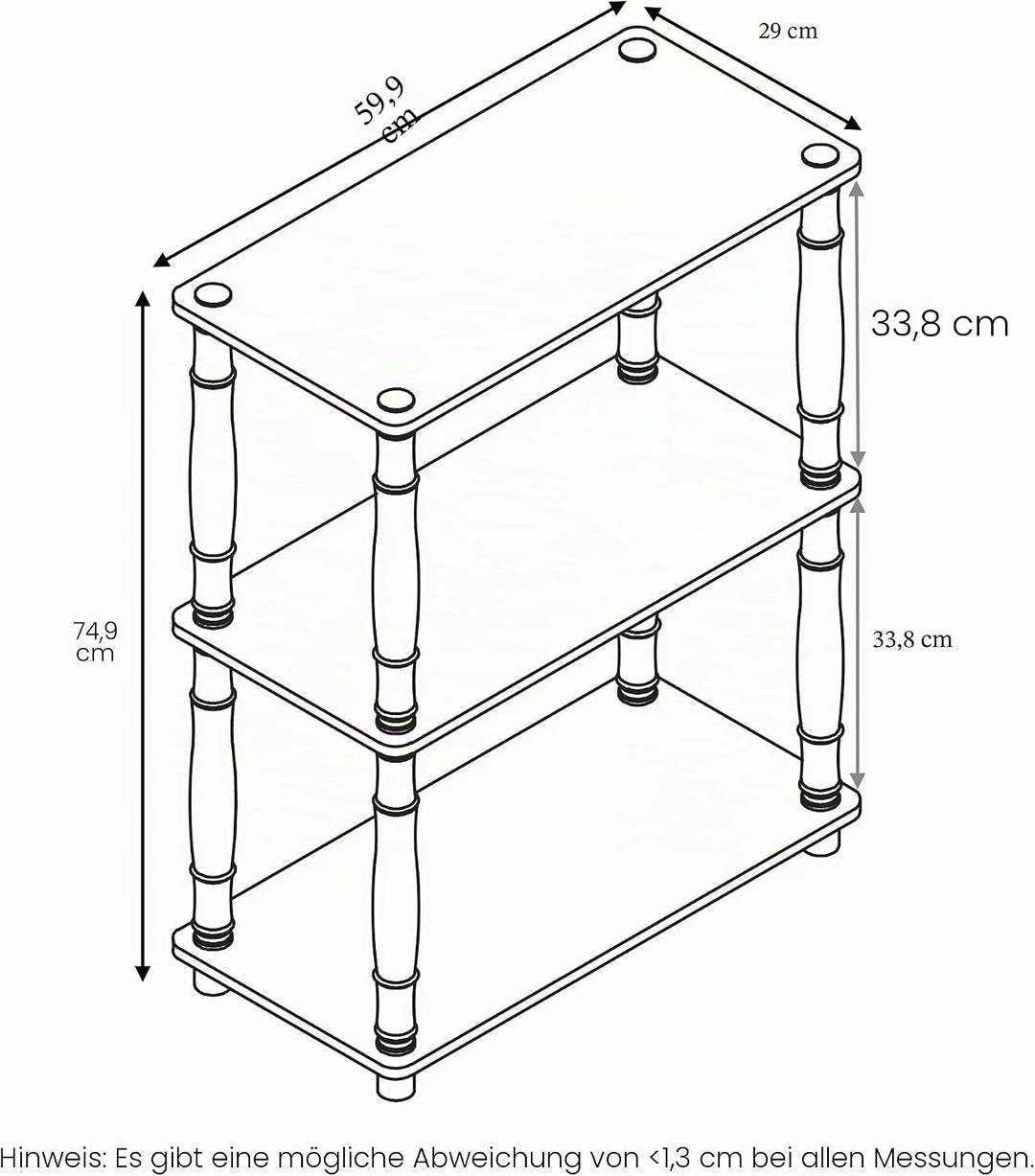 Furinno kompaktes Mehrzweck-Regal mit 3 Ebenen, holz, Espresso/Schwarz, 29.46 x 59.94 x 75.18 cm Esp