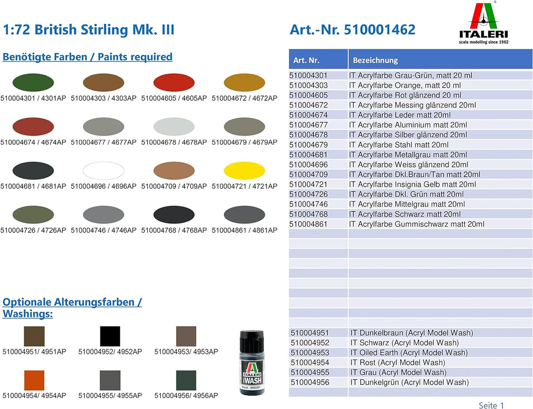 Italeri 1462 1:72 British Stirling Mk. III - Modellbau, Bausatz, Standmodellbau, Basteln, Hobby, Kle
