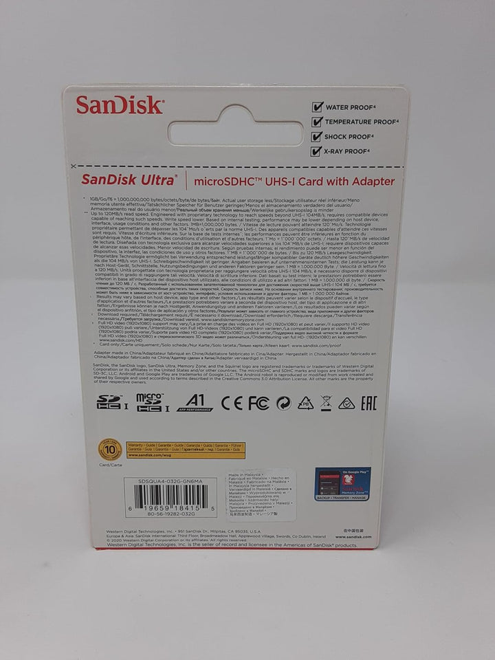 SanDisk Ultra 32 GB microSDHC Memory Card + SD Adapter with A1 App Performance Up to 98 MB/s, Class