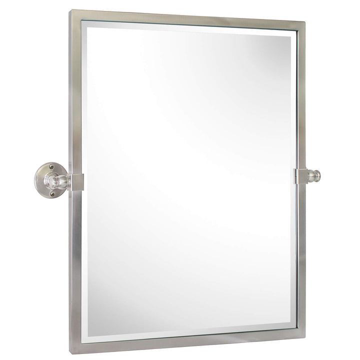 58 x 61 cm gebürstetes Nickel-Metallrahmen, schwenkbarer rechteckiger Badezimmerspiegel aus Edelstah