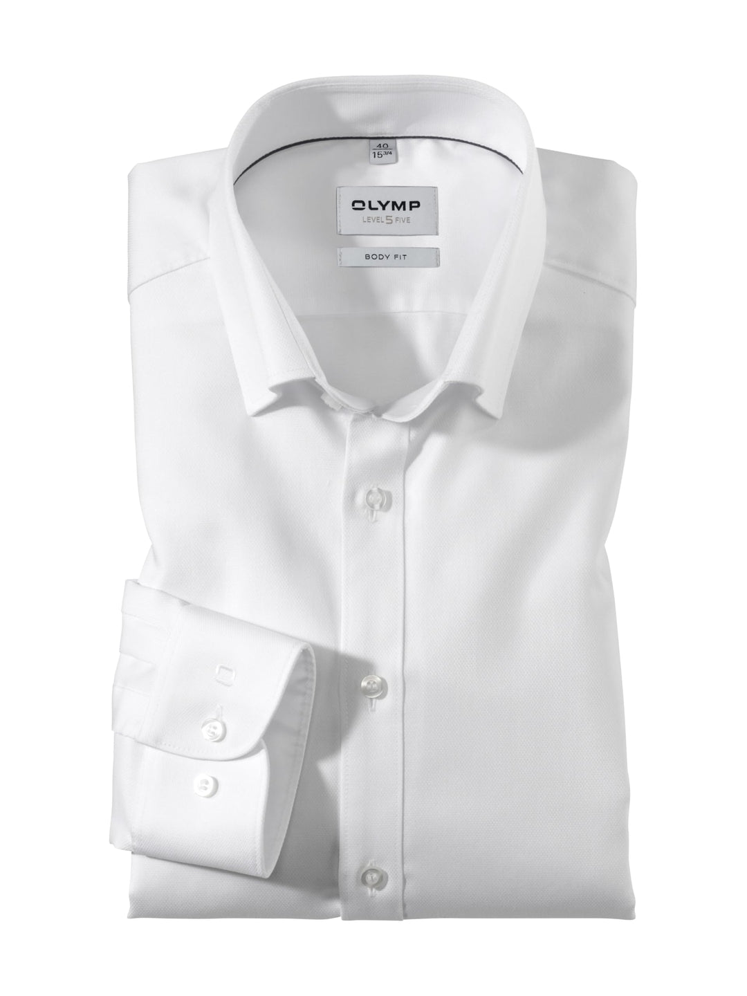 OLYMP Herren Businesshemd Langarm Level.Five.Body.fit,Einfarbig,Body fit,Under Button Down 37 Weiss