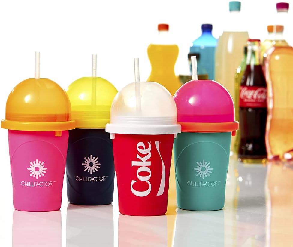 Slushy Maker Chillfactor Magic Freez | Slush Ice Becher mit Strohhalmlöffel | Eisbecher Alternative