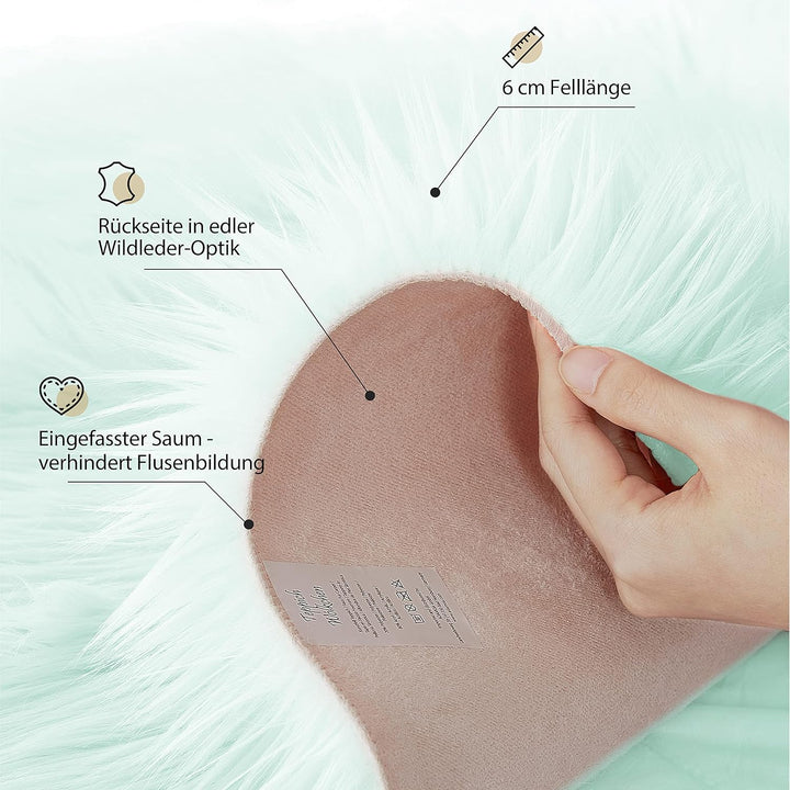 Teppich Wölkchen – Flauschiger Hochflor-Teppich Schlafzimmer - Schaffell Kunstfell Lammfell - Bettvo