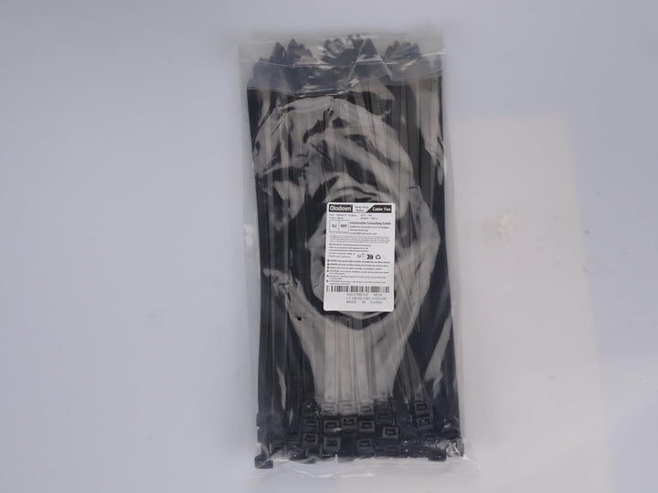 Oksdown 300mm × 12,0mm Breit 100 Stück Extra Stark Kabelbinder mit 100 kg Zugfestigkeit Schwarz UV-B