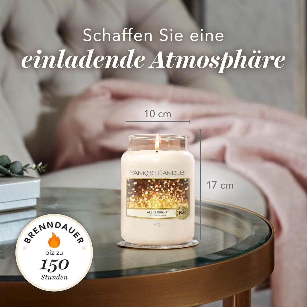 Yankee Candle Duftkerze im Glas (Grosse Kerze im Glas) | All is Bright | Brenndauer bis zu 150 Stund