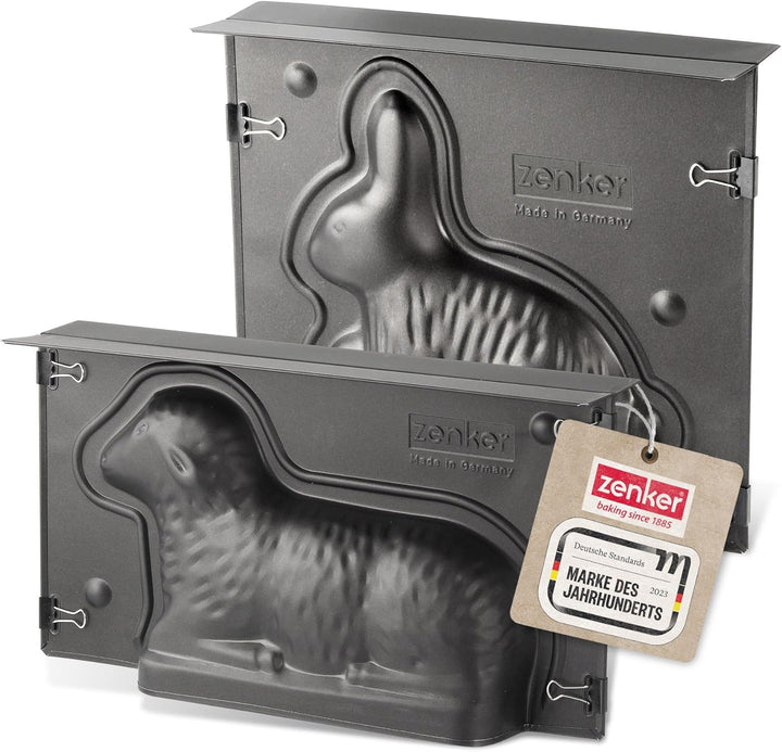 Zenker Osterlamm und Hase Backformen zu Ostern - 900 & 600 ml Füllvolumen - 3D Kuchenformen mit Häsc