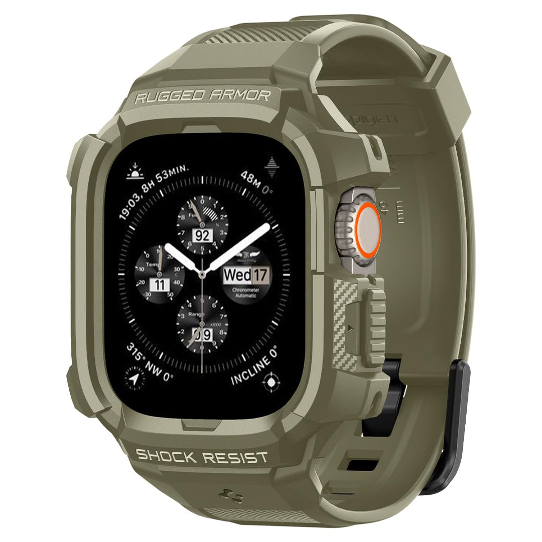 Spigen Rugged Armor Pro Hülle mit Band für Apple Watch Ultra 3/2/1 49mm | TPU-Unibody-Hülle mit Armb