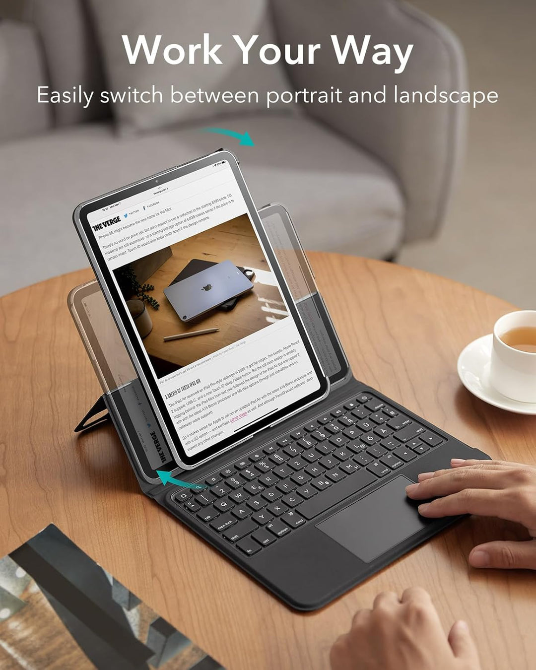 ESR iPad-Tastatur Hülle für iPad Pro 12,9 Zoll (6./5./4./3. Generation), voll Verstellbarer Ständer,