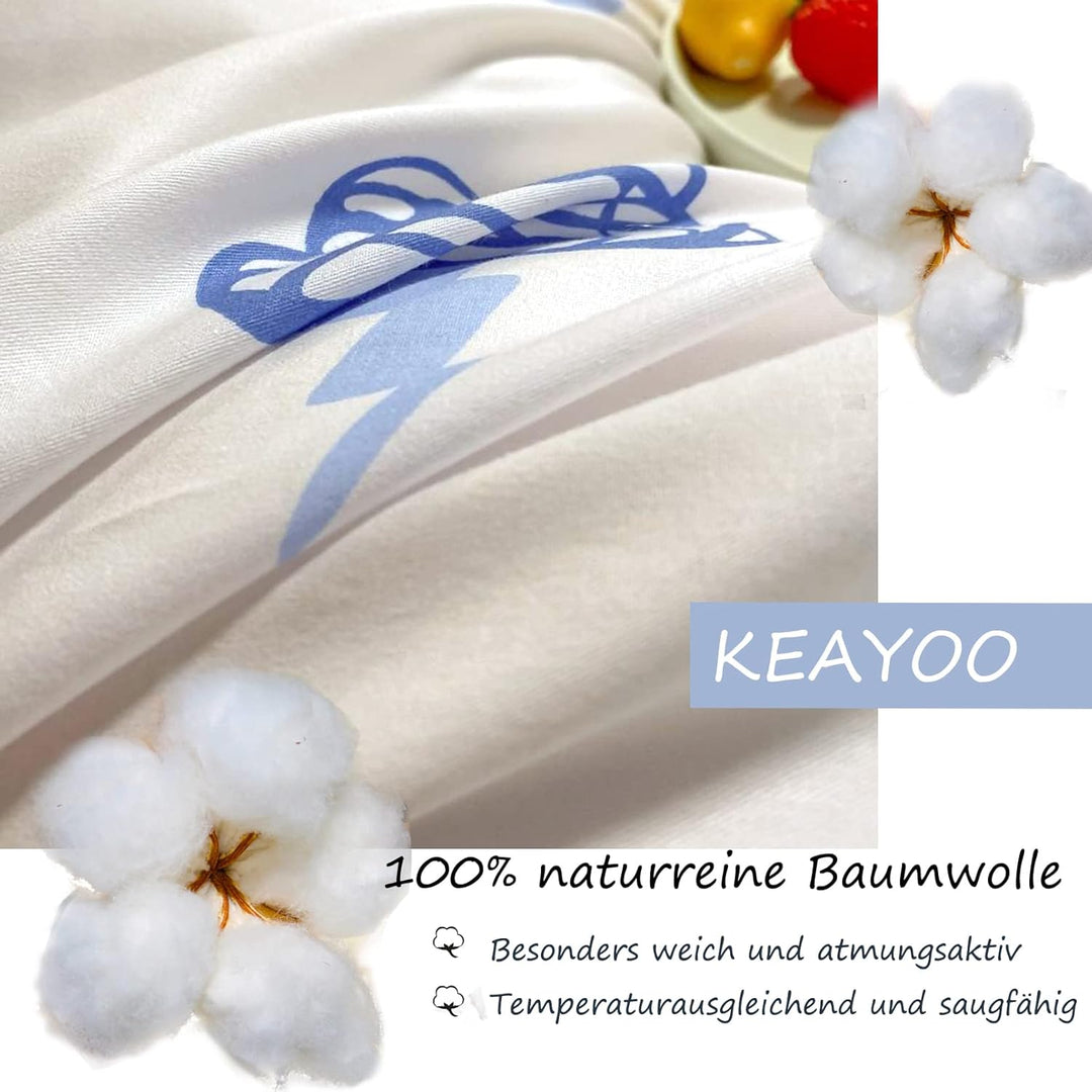 KEAYOO Baby Bettwäsche 100x135 Weiss mit Buntstiftzeichnung Süsses Tier und Bäume 100% Baumwolle mit