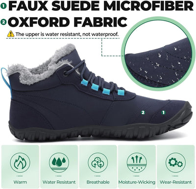 SAGUARO Winter Barfussschuhe Warm Gefüttert Winterschuhe für Damen Herren,EU Gr.36-48 36 EU Dunkelbl