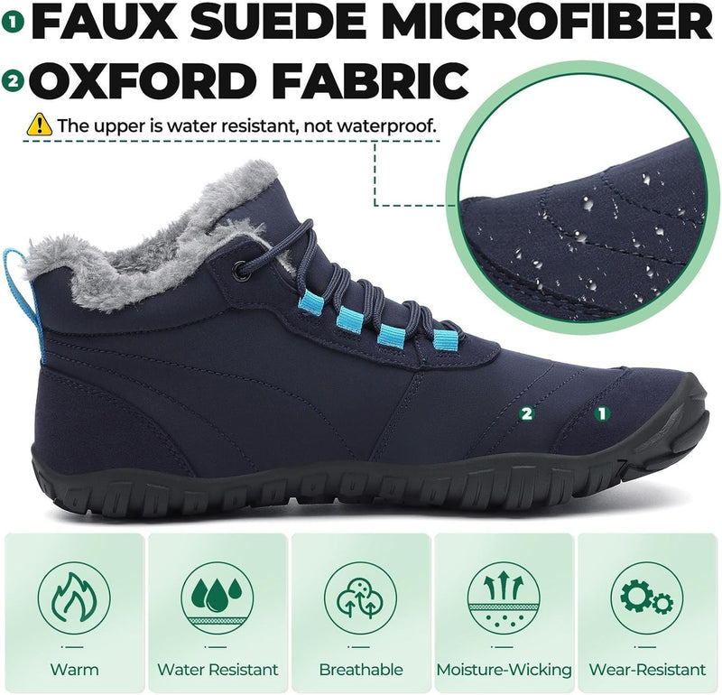 SAGUARO Barfussschuhe Winter Warm Wasserabweisend Gefüttert Winterschuhe für Damen Herren Gr.36-46 4