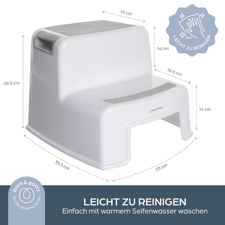 Dreambaby F687 Kinder-Tritthocker Tritt-Schemel Kinderschemel Anti-Rutsch, zweistufig, weiss/grau Gr