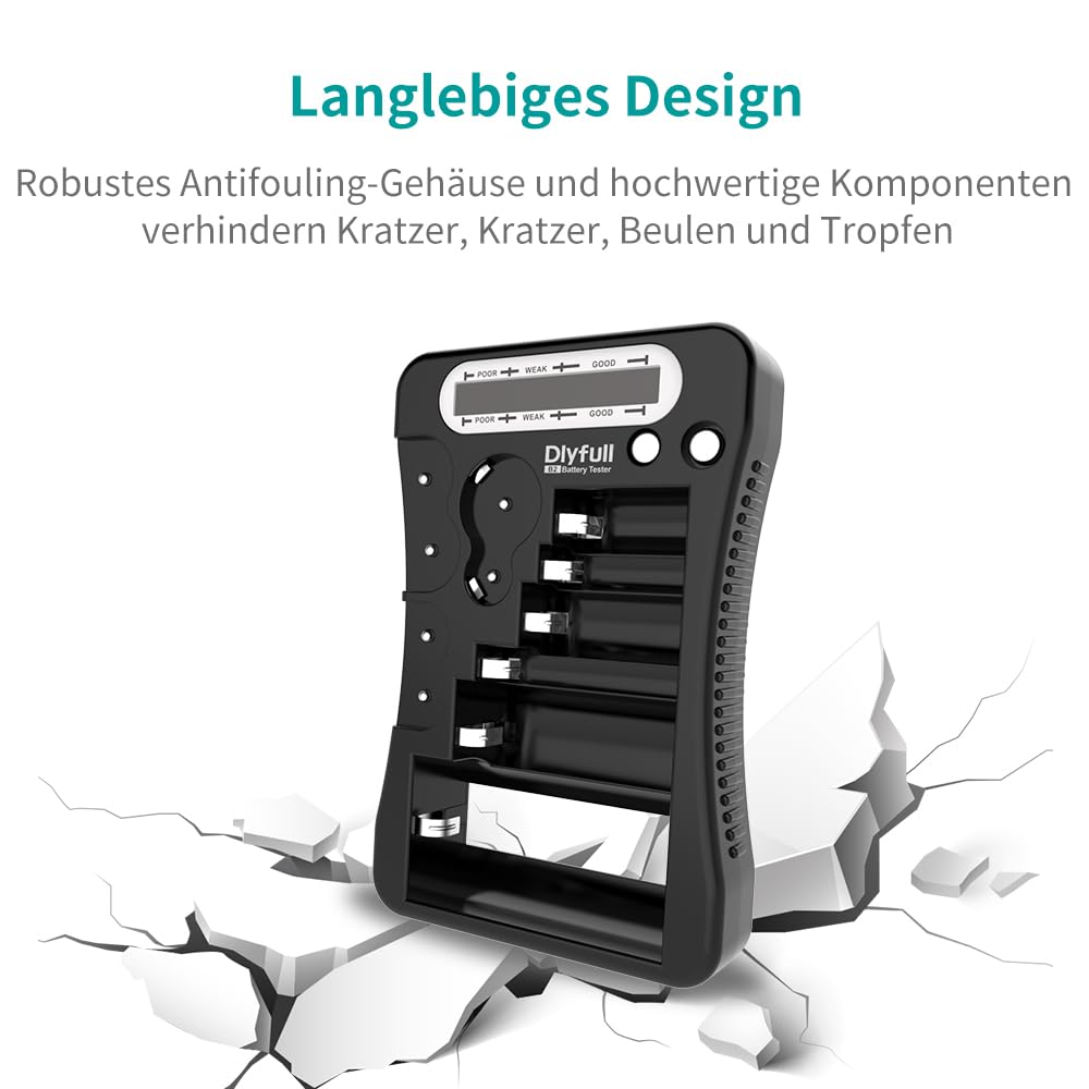 Dlyfull LCD Universal Batterietester für AA AAA C D 9V Digitaler Testgerät für CR123A CR2 CRV3 2CR5