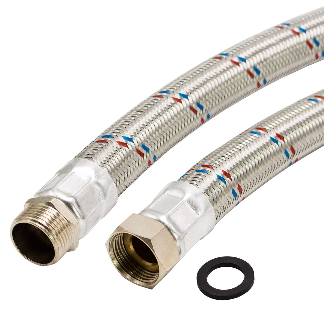 Hauswasserwerk Edelstahl Flexschlauch 1 Zoll Panzerschlauch Sanitär (ÜM x AG - 50 cm), ÜM x AG - 50