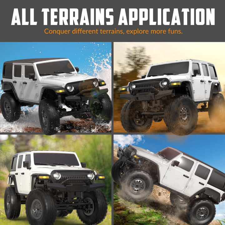 RACENT 1:24 4WD Off-Road RC Auto mit Metallkarosserie und hochwertigem Motor (Weiss), Weiss