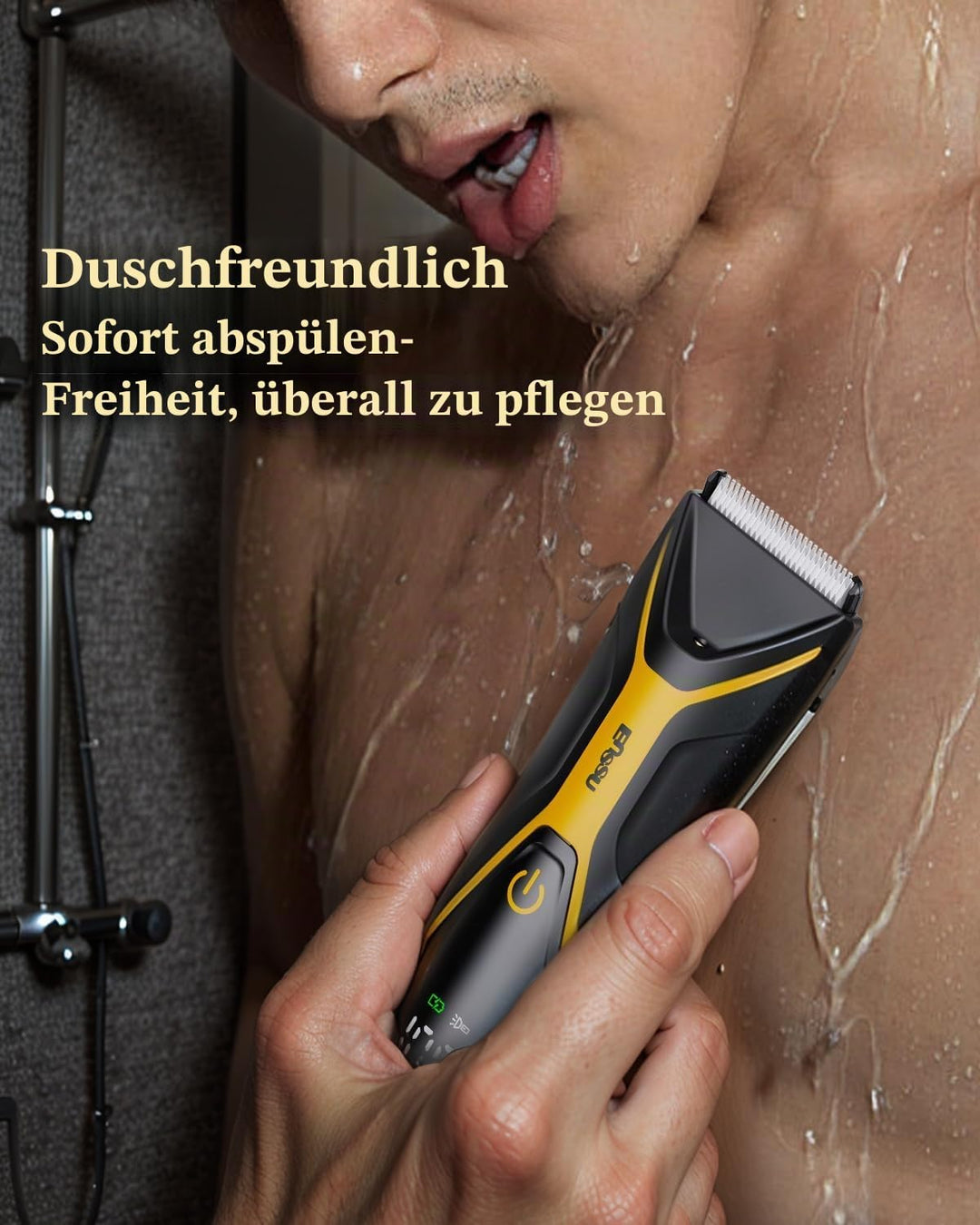 ENSSU Elektrischer intimrasierer mann, Type-C wiederaufladbar, Rasierer herren intimbereich mit LED-