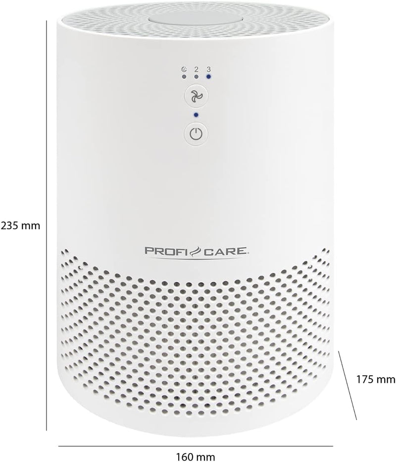 ProfiCare Luftreiniger leise, Air Purifier, Luftreiniger Allergiker gegen Staub, Pollen, Nikotin uvm