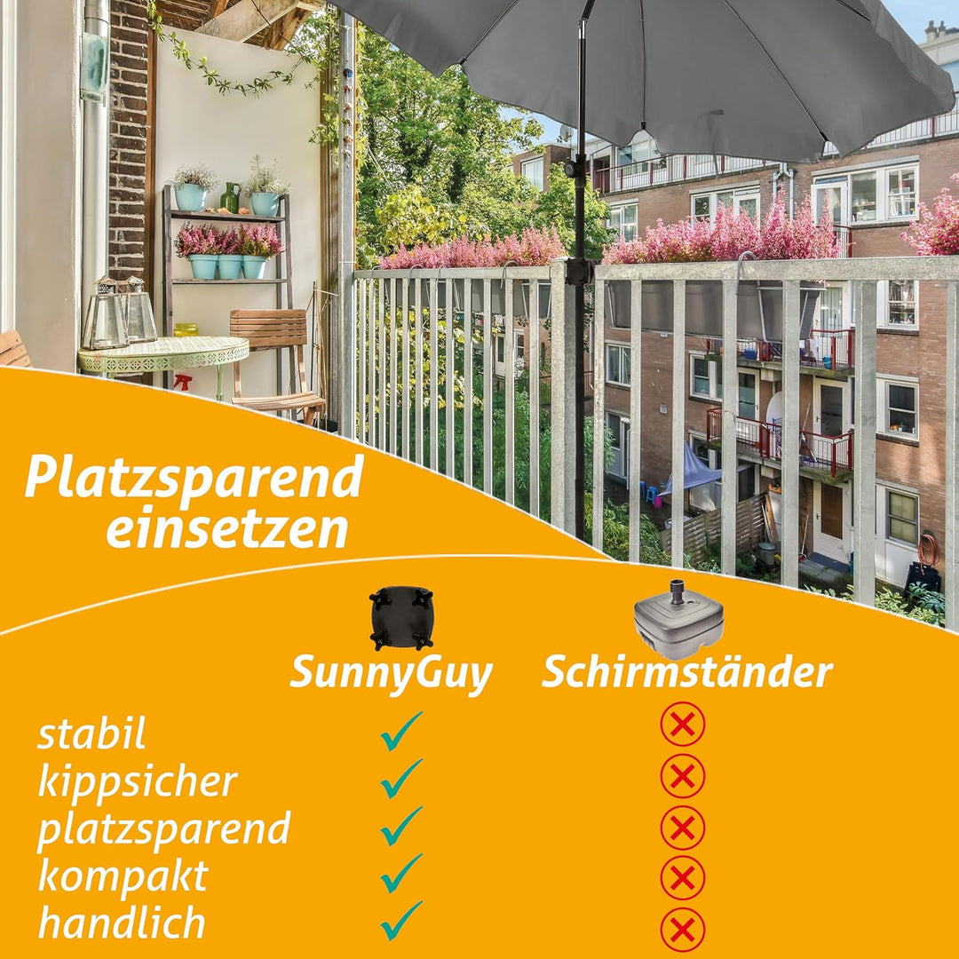 4smile Sonnenschirmhalter Balkongeländer SunnyGuy - Schirmhalterung Balkongeländer als Sonnenschirms