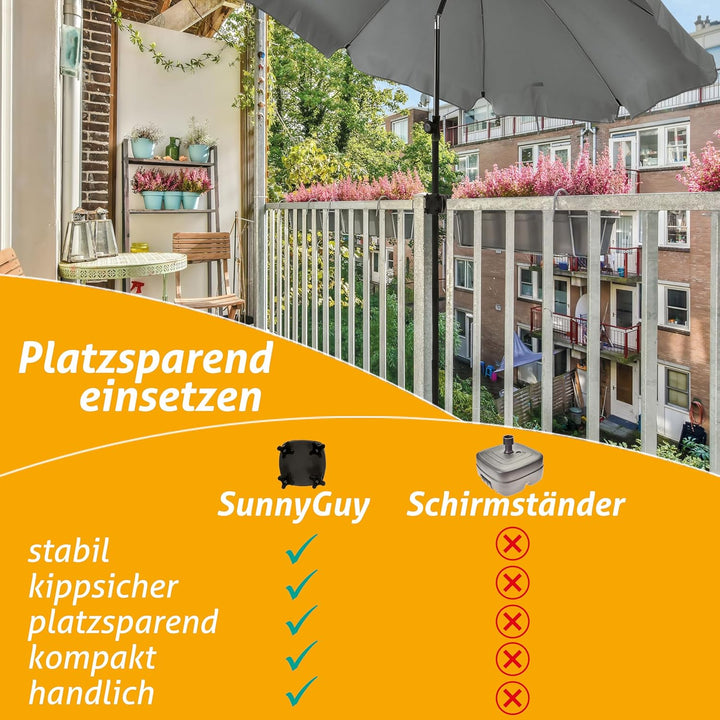 4smile Sonnenschirmhalter Balkongeländer SunnyGuy - Schirmhalterung Balkongeländer als Sonnenschirms