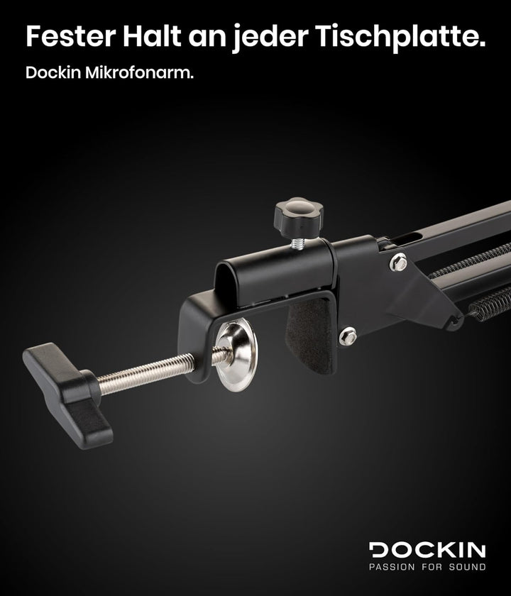 DOCKIN® Mikrofon Arm [84cm Schwenkreichweite] - Kompatibel mit RØDE Mikrofone, Razer Mikrofone, etc.