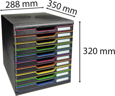 Exacompta 302914D Modulo Ablagebox (DIN A4, 21 x 29,7 cm, mit 10 Schubladen, ideal für Ihre Organisa