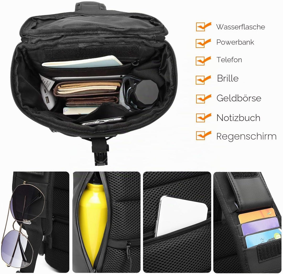 FANDARE Anti-theft Brusttasche Sling Bag mit USB Schultertasche Herren Grosse Kapazität Crossover Ba