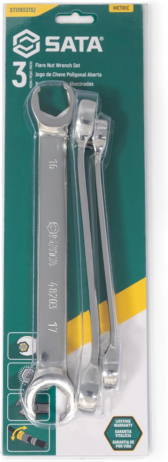 SATA ST09031SJ Doppel Ringschlüssel, Sechskant Ringschlüssel, Wechselschlüssel, Bremsleitungsschlüss