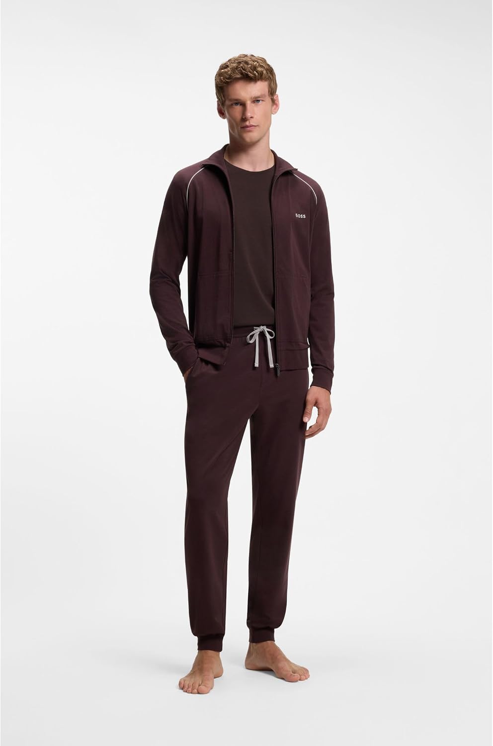 BOSS Herren Mix&amp;Match Ls-Shirt R 10259900 Loungew_Longsleeve XS Dark Brown, XS Dark Brown