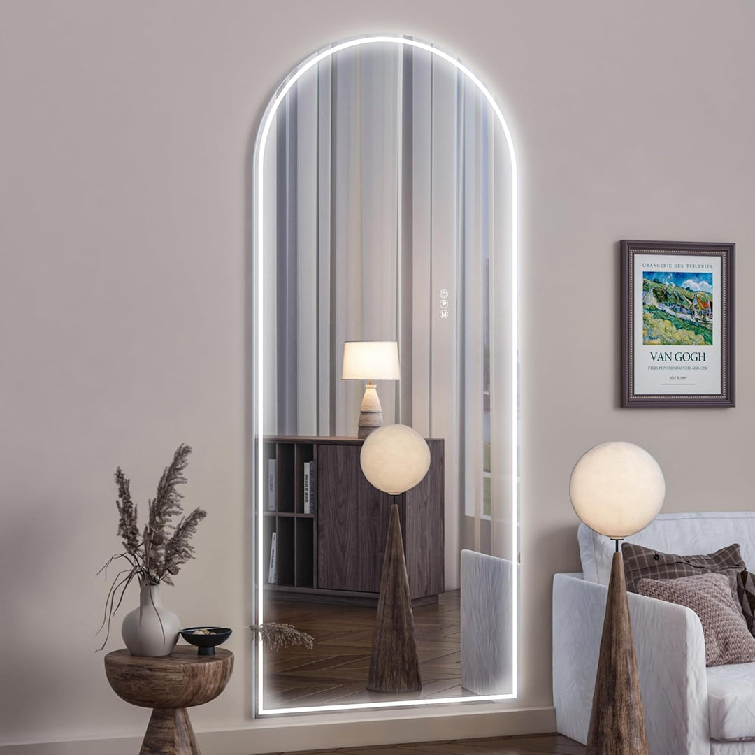 CASSILANDO 165x60 gewölbter Ganzkörperspiegel, LED Spiegel Ganzkörperspiegel mit Licht, Beleuchteter
