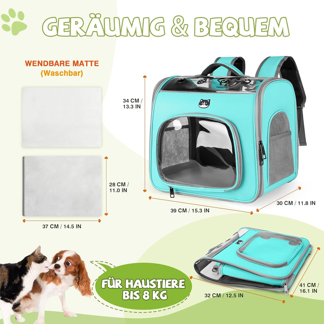 ALLSOPETS Katzenrucksack Faltbar Haustierrucksack mit Frontöffnung und Atmungsaktives Netzfenster Hu