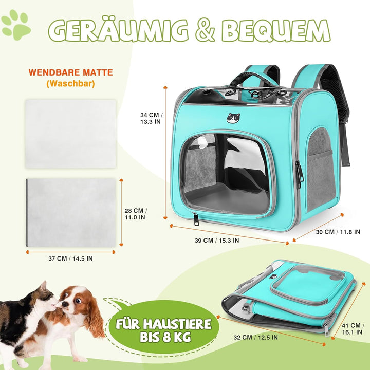 ALLSOPETS Katzenrucksack Faltbar Haustierrucksack mit Frontöffnung und Atmungsaktives Netzfenster Hu