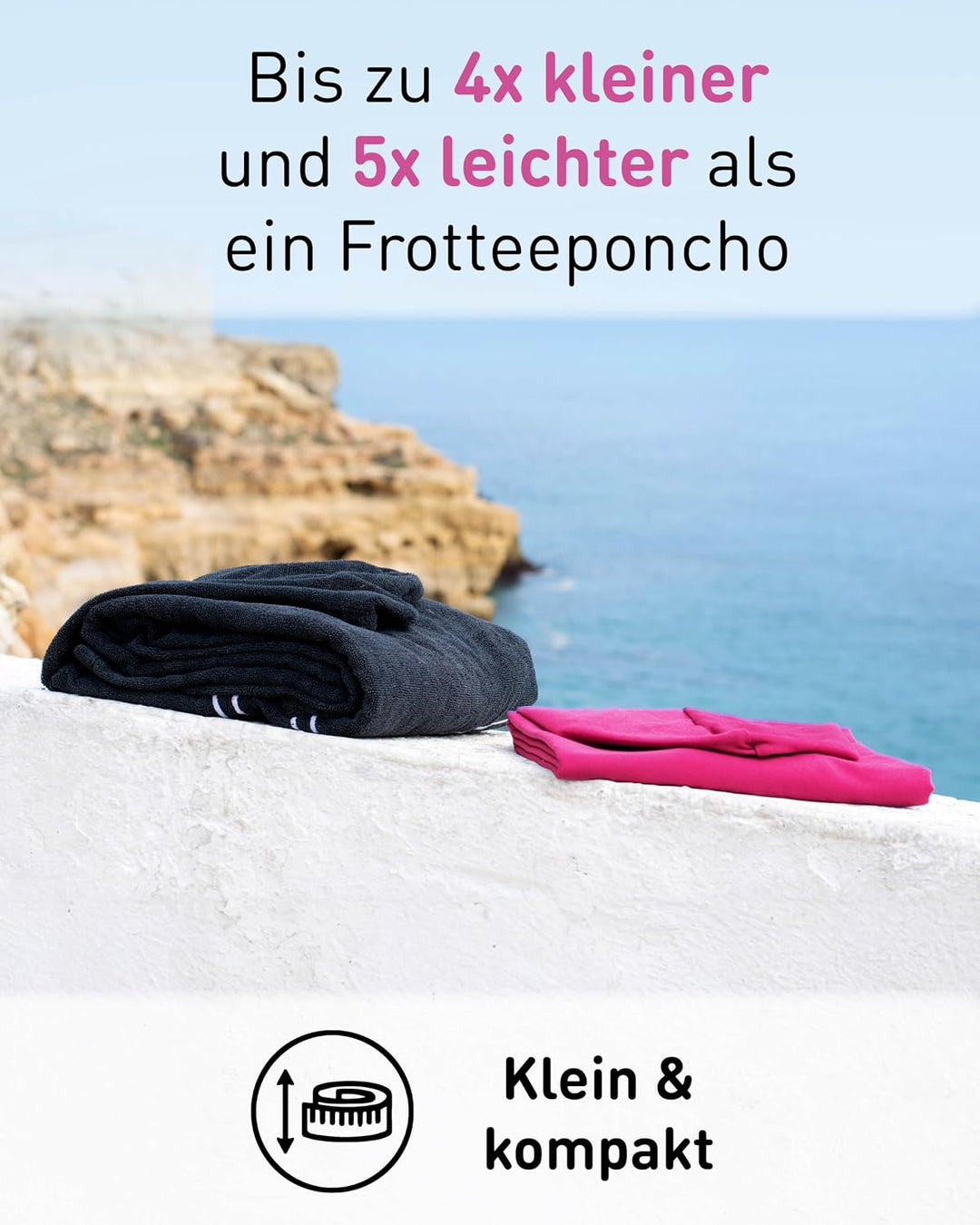 Fit-Flip Surfponcho, Umziehhilfe Damen &amp; Herren – kompakt und sehr leicht – Badeponcho, Umziehhilfe,