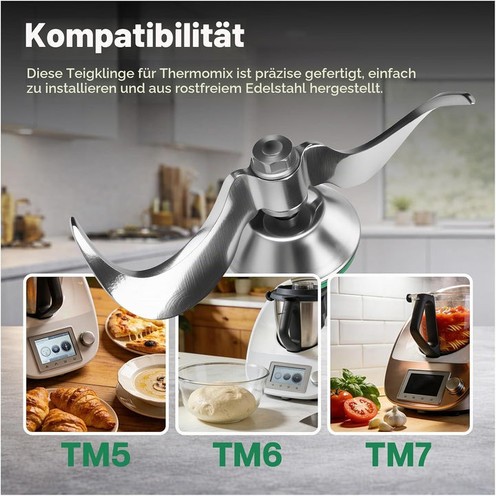 Teigmesser für Thermomix TM7, TM6 &amp; TM5 aus Edelstahl von MMOBIEL – Teigmischmesser Ersatzteil Ideal