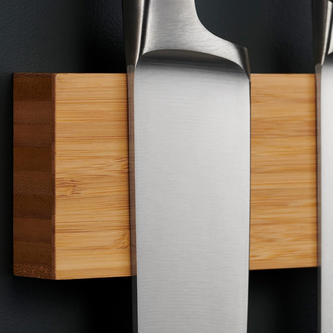 LARHN Magnetleiste Messer aus Bambus mit Extra Starkem Magnet - 40cm - Messerhalter Magnetisch Holz