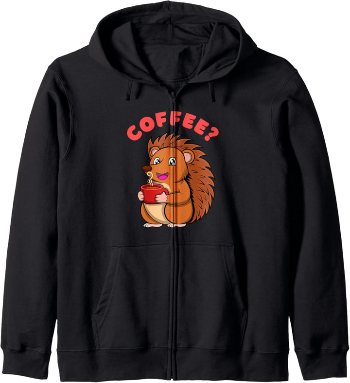 Müde Hedghehog Montag Büro Kaffee Kapuzenjacke