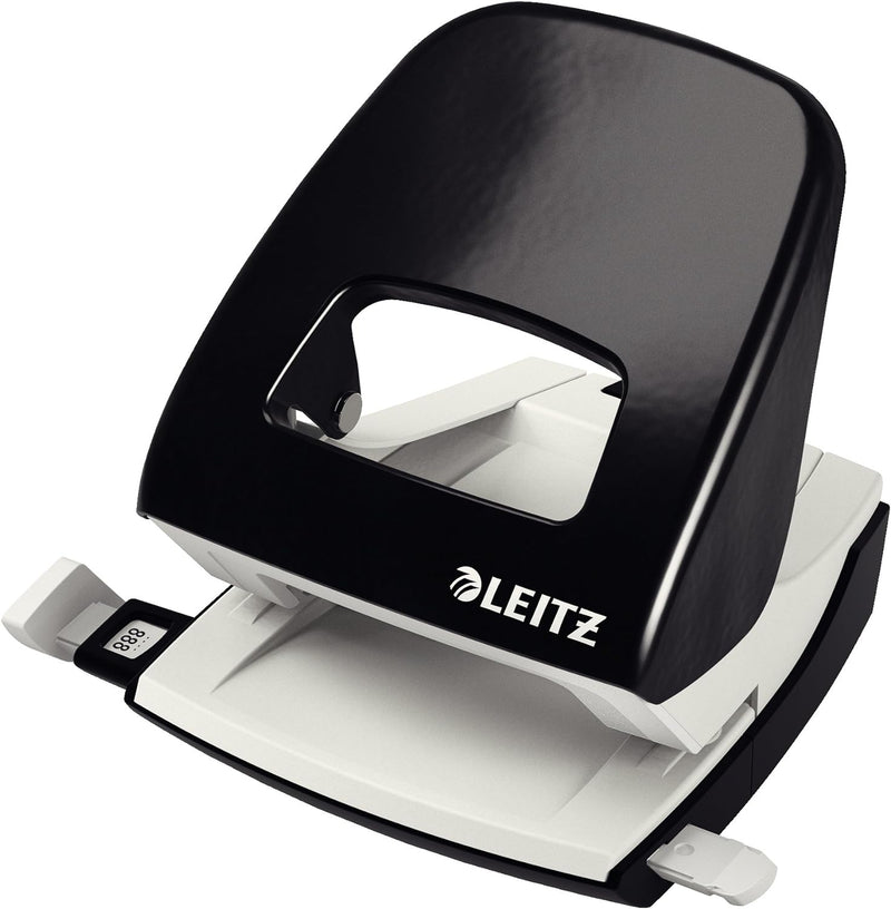 Leitz Büro Heftgerät und Locher-Set, Für 30 Blatt, Ergonomische Design, Schwarz, NeXXt-Serie, 509500