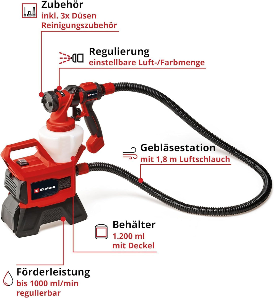 Einhell Akku-Farbsprühsystem TE-SY 18/90 Li-Solo Power X-Change (18 V, 1000 ml/min Förderleistung, 1