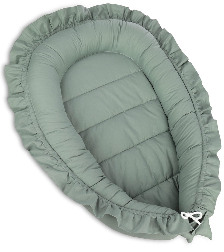 PIMKO Babynest mit rüschen Babynestchen für Baby Kuschelnest Babykokon für Säuglinge und Neugeborene