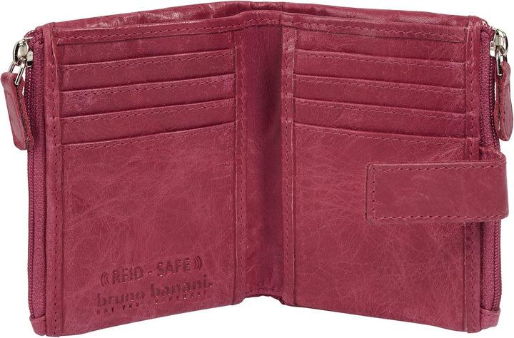 bruno banani Geldbörse Echt Leder Damen | RFID-Schutz, 8 Kartenfächer, kompakte Geldbörse, 2 Münzfäc