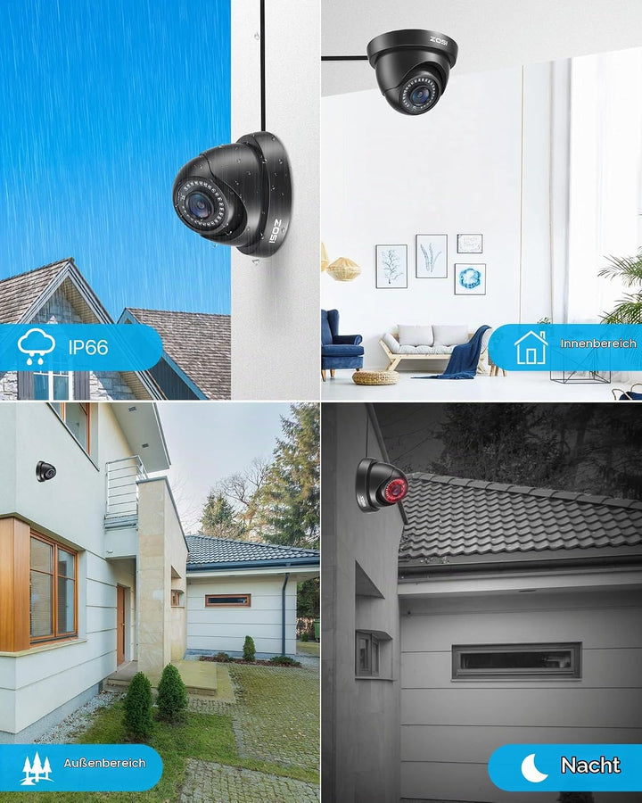 ZOSI CCTV 1080P 2MP 4-in-1 CVBS/AHD/CVI/TVI Video Überwachungskamera Aussen Dome Kamera 3.6mm Linse