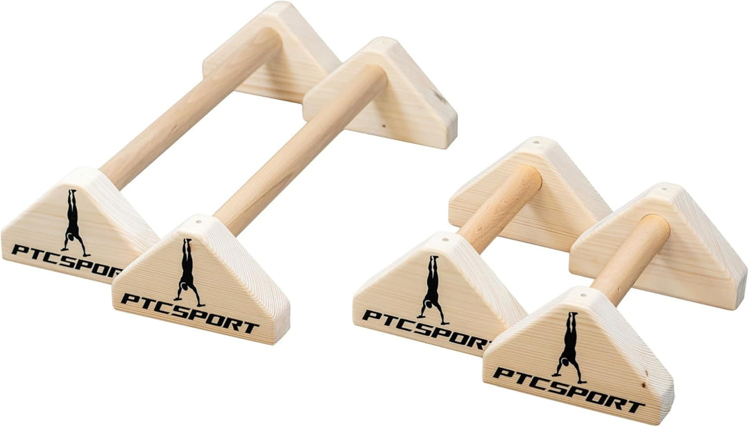 PTCSPORT Liegestützgriffe – 2x gelenksschonende & rutschfeste Holz Liegestützgriffe – Calisthenics E